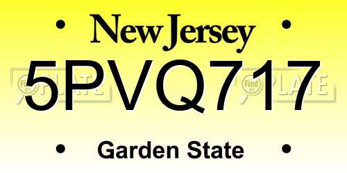 5PVQ717 New Jersey License Plate
