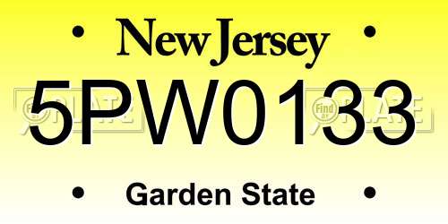 5PW0133 New Jersey License Plate