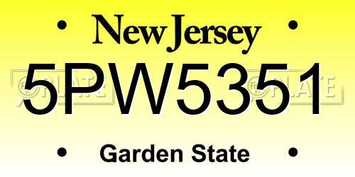 5PW5351 New Jersey License Plate