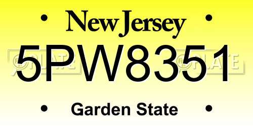 5PW8351 New Jersey License Plate