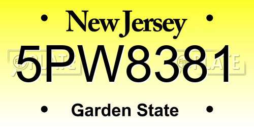 5PW8381 New Jersey License Plate
