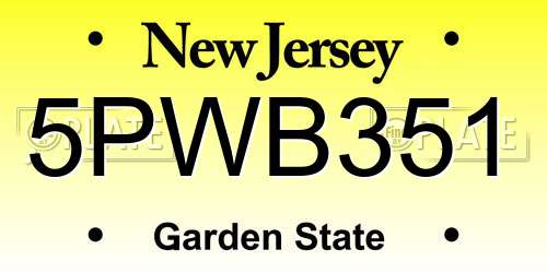 5PWB351 New Jersey License Plate