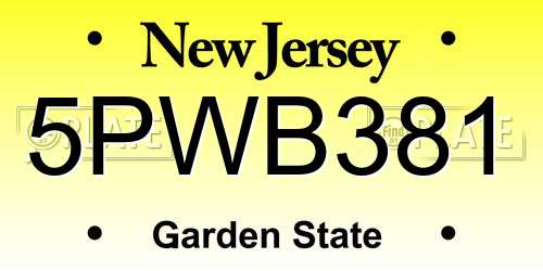 5PWB381 New Jersey License Plate
