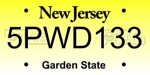 5PWD133 New Jersey License Plate
