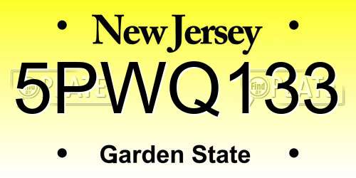 5PWQ133 New Jersey License Plate