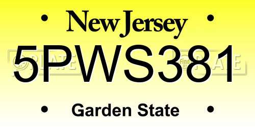 5PWS381 New Jersey License Plate