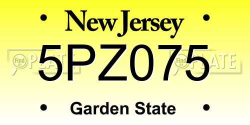 5PZ075 New Jersey License Plate