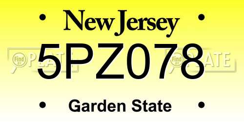 5PZ078 New Jersey License Plate