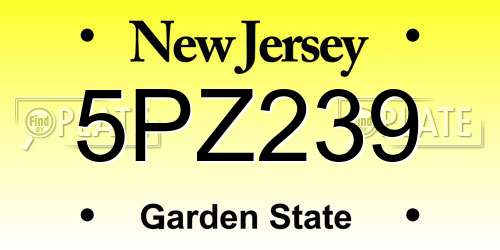 5PZ239 New Jersey License Plate