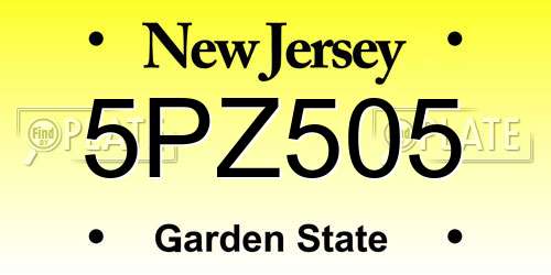 5PZ505 New Jersey License Plate