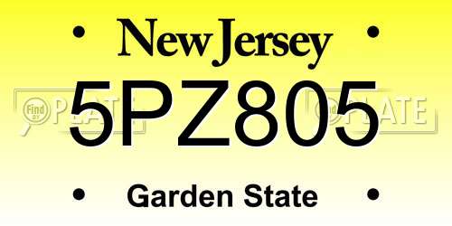 5PZ805 New Jersey License Plate