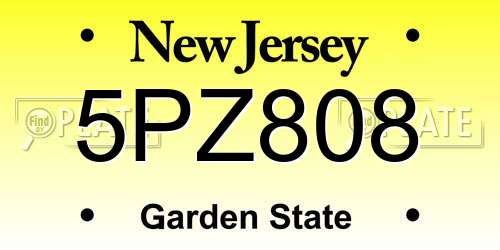 5PZ808 New Jersey License Plate