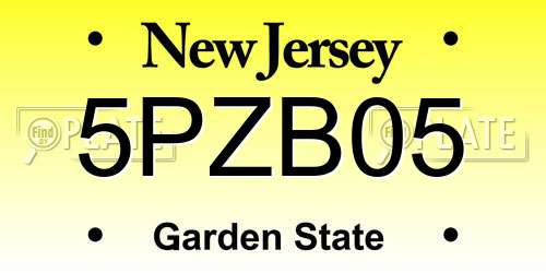 5PZB05 New Jersey License Plate