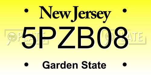 5PZB08 New Jersey License Plate