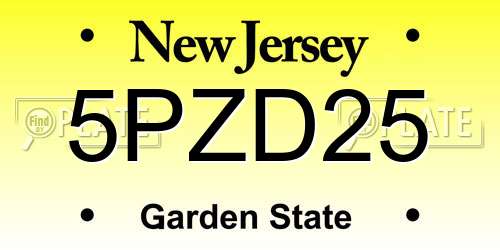 5PZD25 New Jersey License Plate