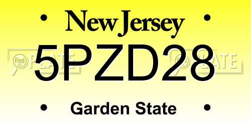 5PZD28 New Jersey License Plate