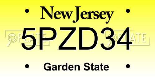 5PZD34 New Jersey License Plate