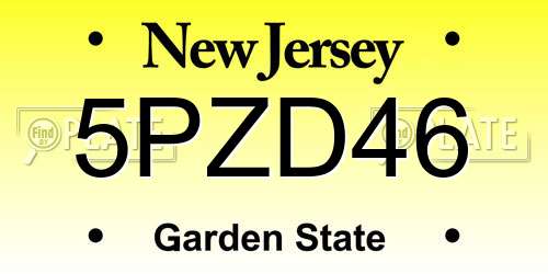 5PZD46 New Jersey License Plate