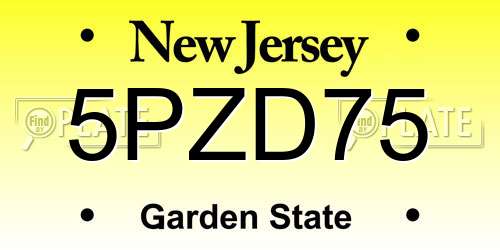 5PZD75 New Jersey License Plate