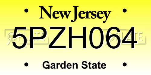 5PZH064 New Jersey License Plate