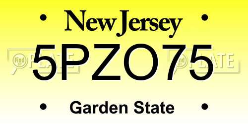 5PZO75 New Jersey License Plate
