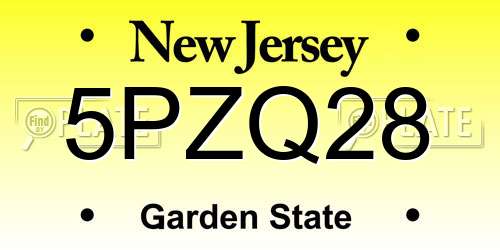 5PZQ28 New Jersey License Plate