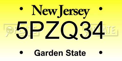 5PZQ34 New Jersey License Plate