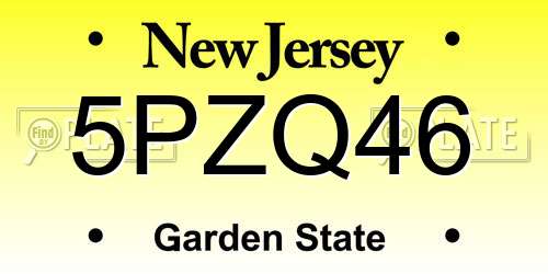 5PZQ46 New Jersey License Plate