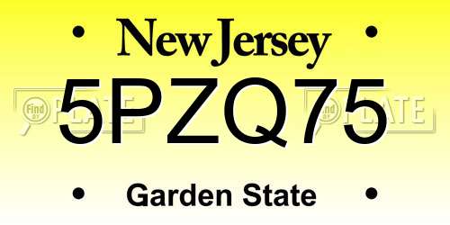 5PZQ75 New Jersey License Plate