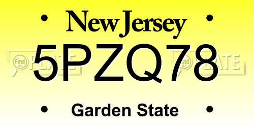 5PZQ78 New Jersey License Plate