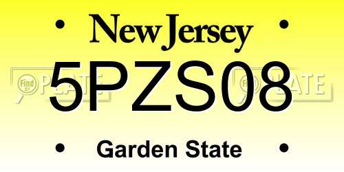 5PZS08 New Jersey License Plate