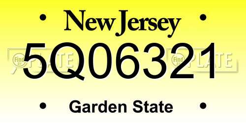 5Q06321 New Jersey License Plate