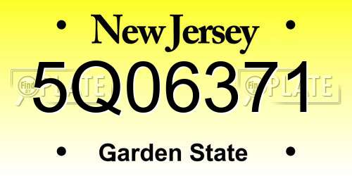 5Q06371 New Jersey License Plate