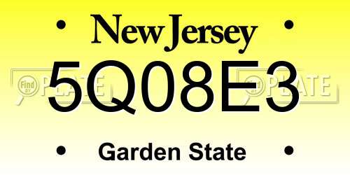5Q08E3 New Jersey License Plate