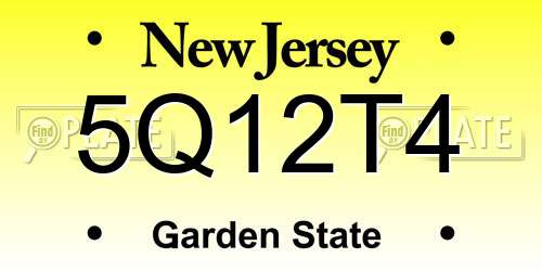 5Q12T4 New Jersey License Plate