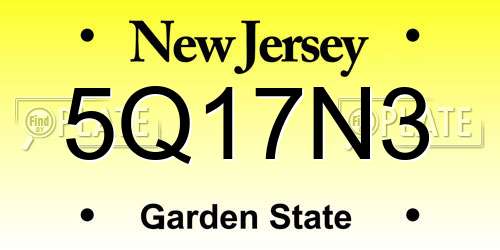 5Q17N3 New Jersey License Plate