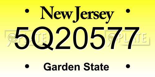 5Q20577 New Jersey License Plate