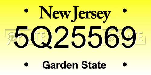 5Q25569 New Jersey License Plate