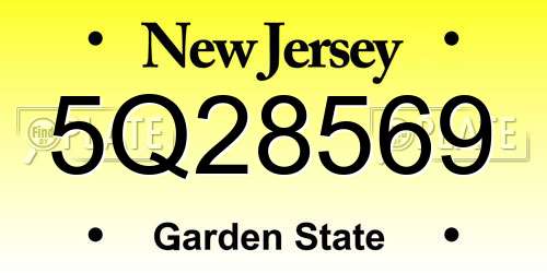5Q28569 New Jersey License Plate