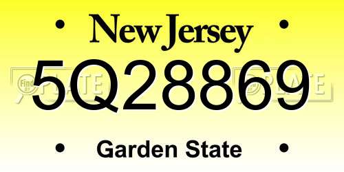 5Q28869 New Jersey License Plate