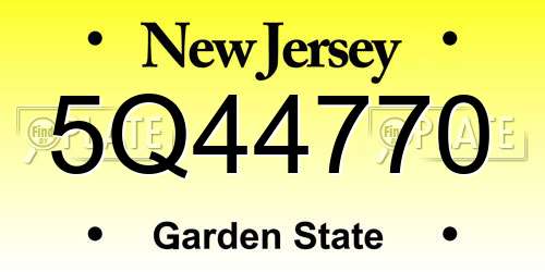 5Q44770 New Jersey License Plate