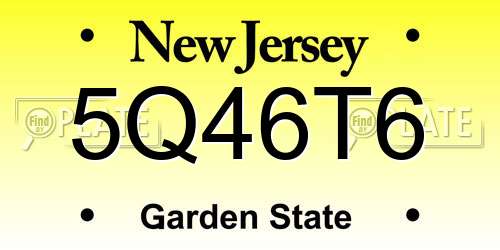 5Q46T6 New Jersey License Plate