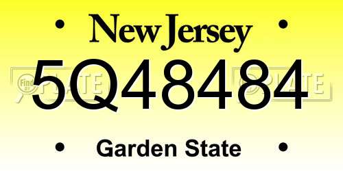 5Q48484 New Jersey License Plate