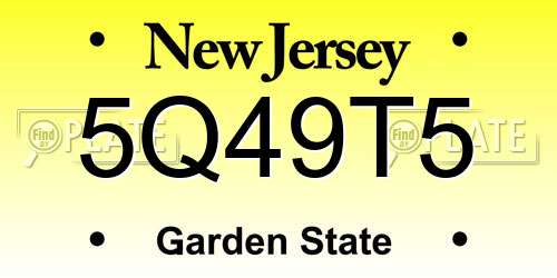 5Q49T5 New Jersey License Plate