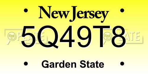 5Q49T8 New Jersey License Plate