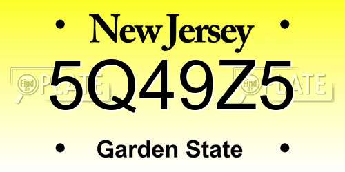 5Q49Z5 New Jersey License Plate