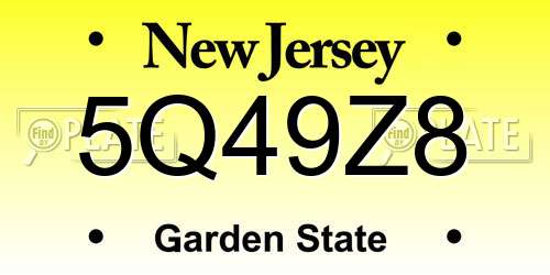 5Q49Z8 New Jersey License Plate