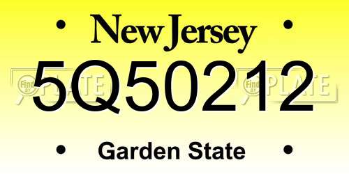 5Q50212 New Jersey License Plate