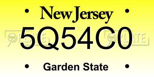 5Q54C0 New Jersey License Plate