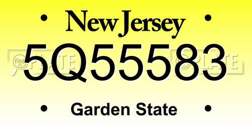 5Q55583 New Jersey License Plate
